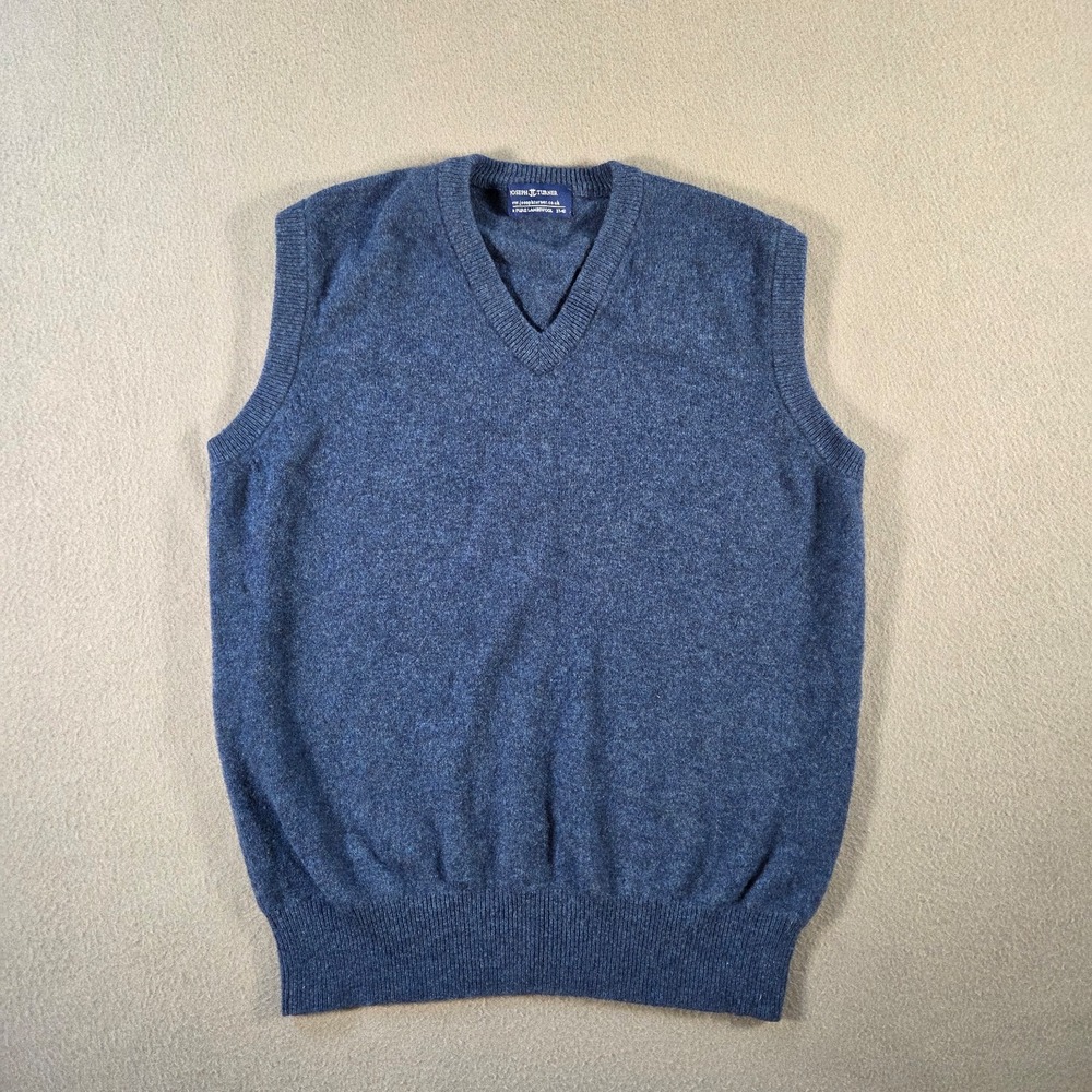 Joseph Turner Mens 40 Small Blue Sweater Vest Lambswool V Neck Pullover Jumper